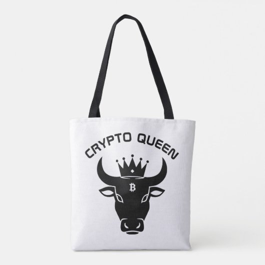 Crypto Queen gepersonaliseerd wit Tote Bag (Achterkant)