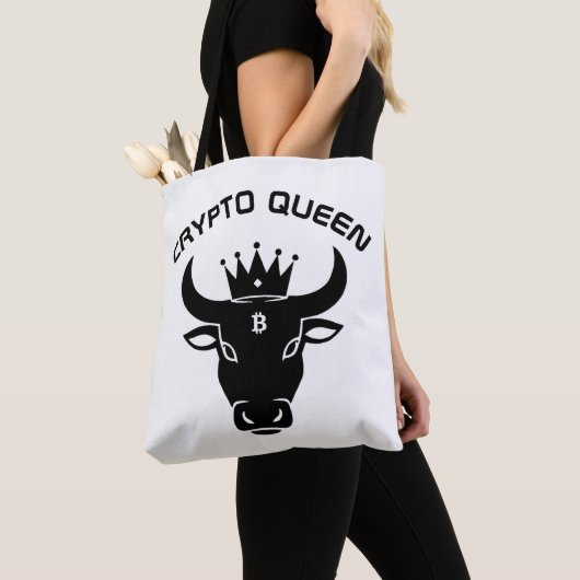 Crypto Queen gepersonaliseerd wit Tote Bag (Dichtbij)