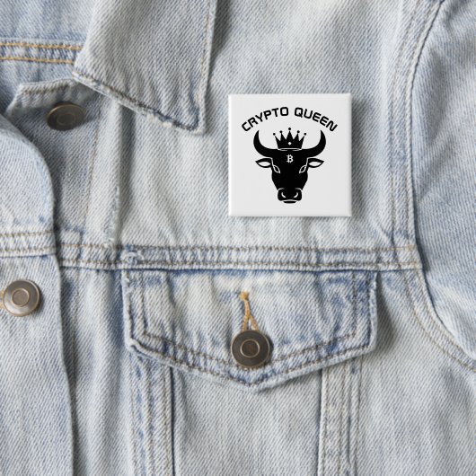 Crypto Queen gepersonaliseerd wit Vierkante Button 5,1 Cm (In situ)