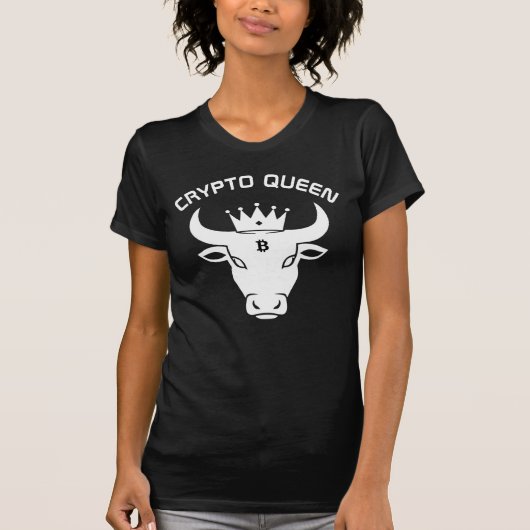 Crypto Queen gepersonaliseerd zwart T-shirt (Voorkant)