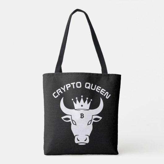 Crypto Queen gepersonaliseerd zwart Tote Bag (Achterkant)