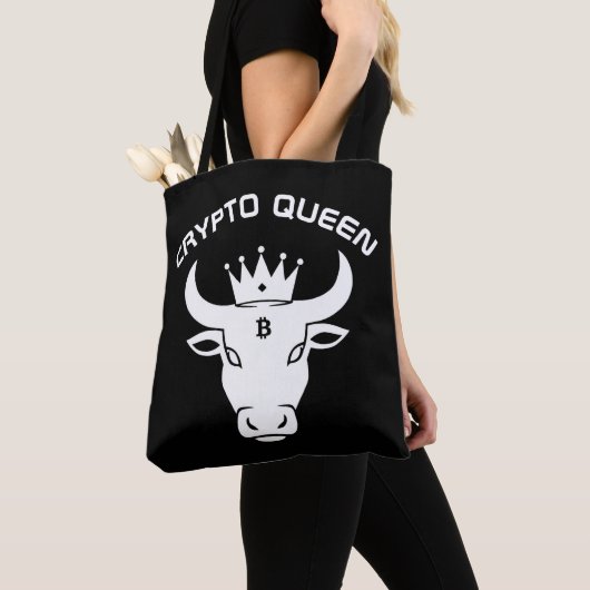 Crypto Queen gepersonaliseerd zwart Tote Bag (Dichtbij)