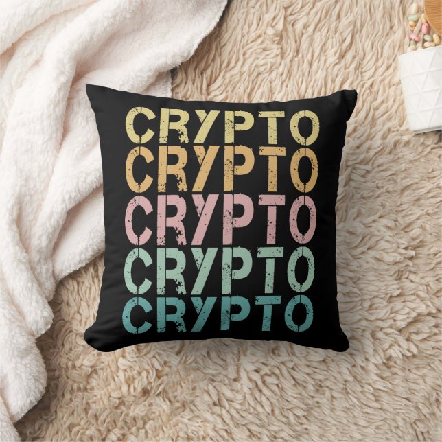 Crypto Retro belettering ontwerp voor cryptogeld Kussen (Deken)