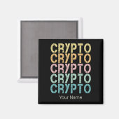 Crypto Retro belettering ontwerp voor cryptogeld Magneet (Voorkant / Achterkant)