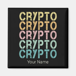 Crypto Retro belettering ontwerp voor cryptogeld Magneet
