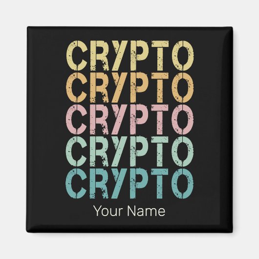 Crypto Retro belettering ontwerp voor cryptogeld Magneet (Voorkant)