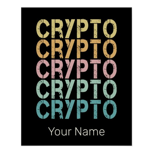 Crypto Retro belettering ontwerp voor cryptogeld Perfect Poster (Voorkant)