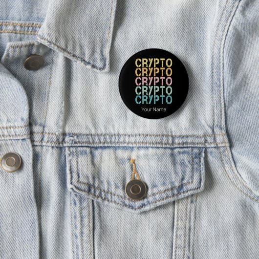 Crypto Retro belettering ontwerp voor cryptogeld Ronde Button 5,7 Cm (In situ)