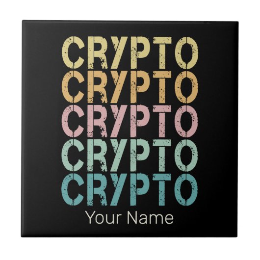 Crypto Retro belettering ontwerp voor cryptogeld Tegeltje (Voorkant)