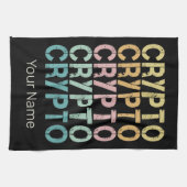 Crypto Retro belettering ontwerp voor cryptogeld Theedoek (Horizontaal)