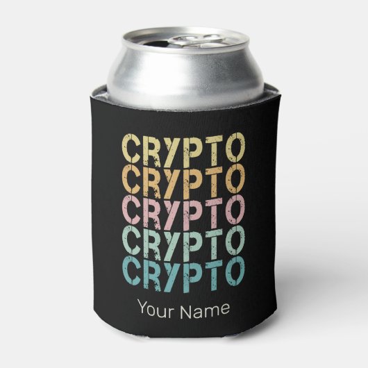 Crypto Retro Lettering Ontwerp voor Cryptovaluta Blikjeskoeler (Blikje Voorkant)