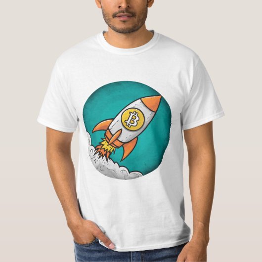 Crypto Rocket: Bitcoin naar de maan! T-shirt (Voorkant)