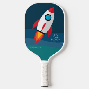 Crypto Rocket naar de maan met aangepaste naam Pickleball Paddle