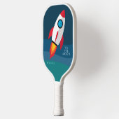 Crypto Rocket naar de maan met aangepaste naam Pickleball Paddle (Links)