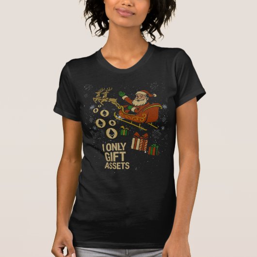 Crypto Sleigh Ride™ Santa Dropping ETH Gifts X-Mas T-shirt (Voorkant)