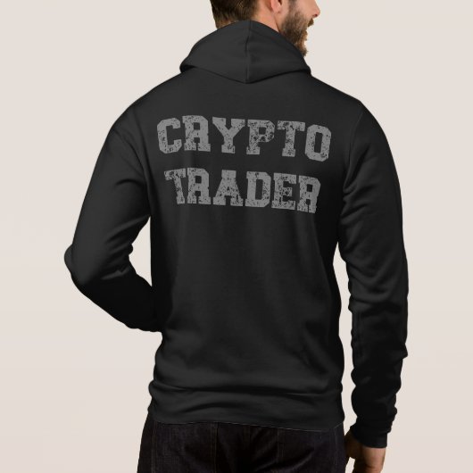 Crypto Trader Grunge Zwart-Grijs Zip Hoodie (Achterkant)