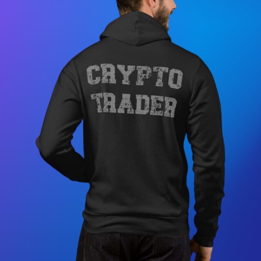 Crypto Trader Grunge Zwart-Grijs Zip Hoodie