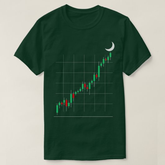 Crypto trading to the Moon Candlesticks T-shirt (Design voorkant)