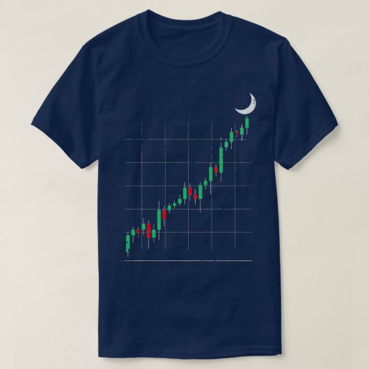 Crypto trading to the Moon Candlesticks Trader T-shirt (Design voorkant)