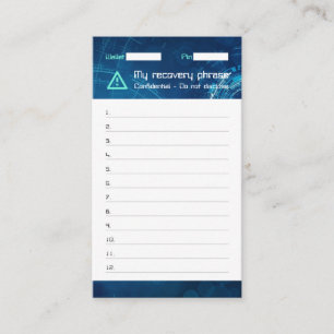 Crypto Wallet Sci-Fi Recovery Seed Phrase 12 Visitekaartje