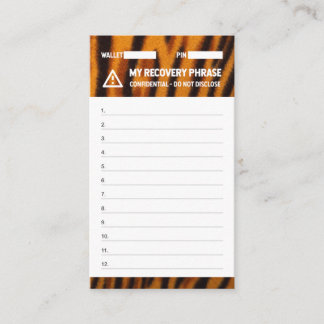 Crypto Wallet Tiger Recovery Seed Phrase 12 Visitekaartje