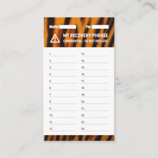 Crypto Wallet Tiger Recovery Seed Phrase 24 Visitekaartje