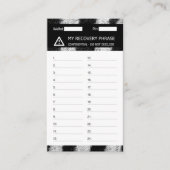 Crypto Wallet Zebra Recovery Seed Phrase 24 Visitekaartje (Voorkant)