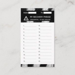 Crypto Wallet Zebra Recovery Seed Phrase 24 Visitekaartje