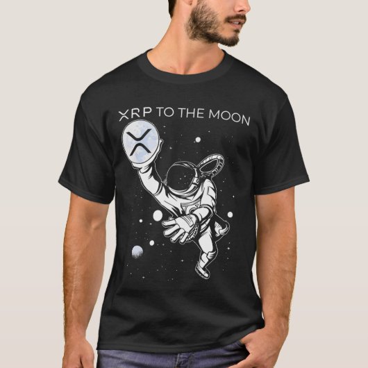 Crypto XRP Ripple to the Moon Internet Money coins T-shirt (Voorkant)