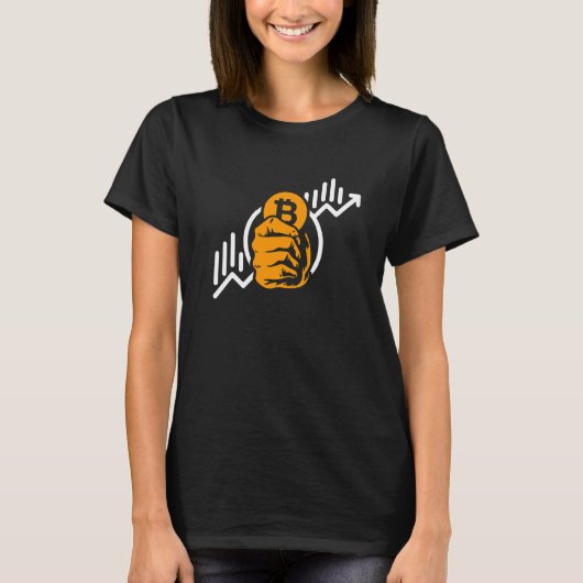 Cryptobitmuntmuntstuk met ruissymbool Blockchain I T-shirt (Voorkant)