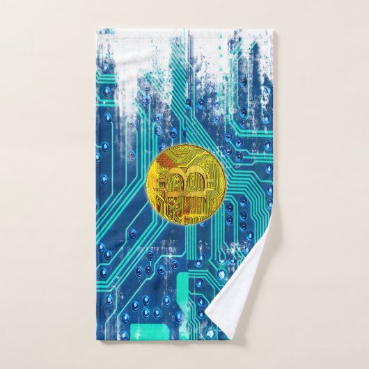 Cryptocurrency Bitcoin en printplaat Bad Handdoek (Handdoek)