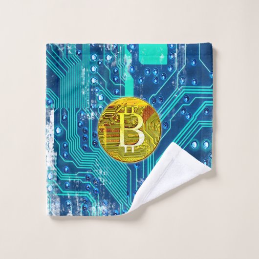 Cryptocurrency Bitcoin en printplaat Bad Handdoek (Wasdoekje)