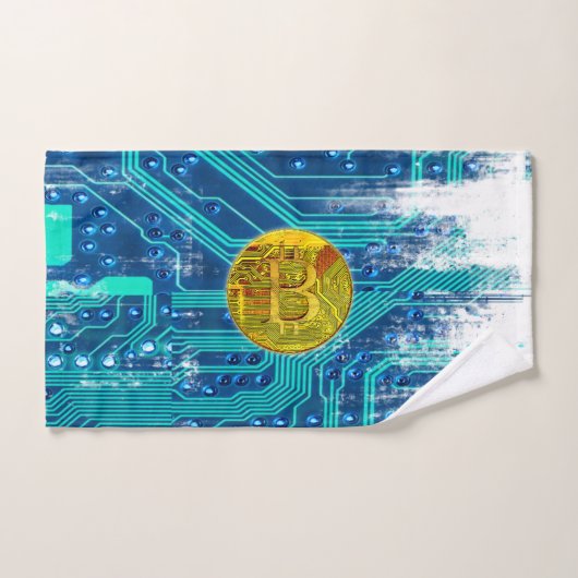 Cryptocurrency Bitcoin en printplaat Bad Handdoek (Handdoek)