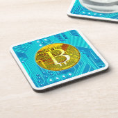 Cryptocurrency Bitcoin en printplaat Bier Onderzetter (Linkerzijde)