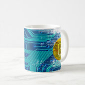 Cryptocurrency Bitcoin en printplaat Koffiemok (Voorkant rechts)