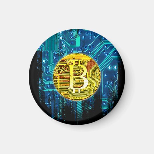 Cryptocurrency Bitcoin en printplaat Magneet (Voorkant)