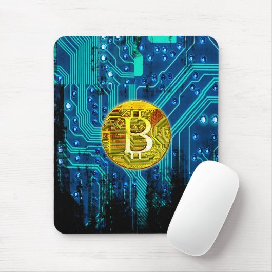 Cryptocurrency Bitcoin en printplaat Muismat (Met muis)