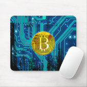 Cryptocurrency Bitcoin en printplaat Muismat (Met muis)
