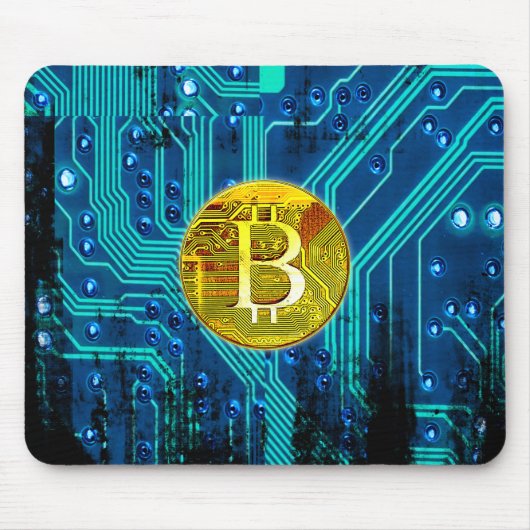 Cryptocurrency Bitcoin en printplaat Muismat (Voorkant)