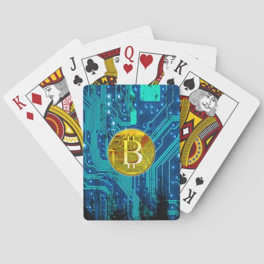 Cryptocurrency Bitcoin en printplaat Pokerkaarten (Achterkant)