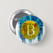 Cryptocurrency Bitcoin en printplaat Ronde Button 5,7 Cm (Voorkant /achterkant)