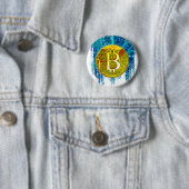 Cryptocurrency Bitcoin en printplaat Ronde Button 5,7 Cm (In situ)