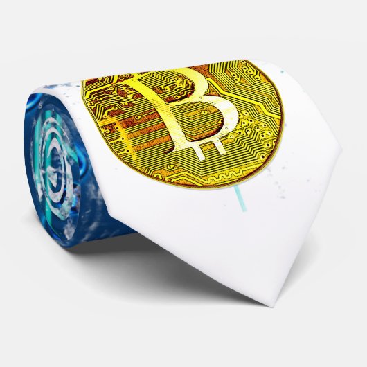 Cryptocurrency Bitcoin en printplaat Stropdas (Opgerold)