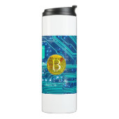Cryptocurrency Bitcoin en printplaat Thermosbeker (Gedraaid links)