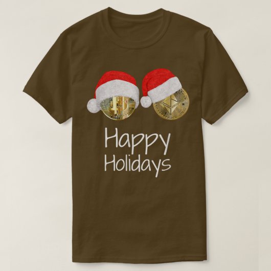 Cryptocurrency Bitcoin Ethereum Santa HAPPY T-shirt (Design voorkant)