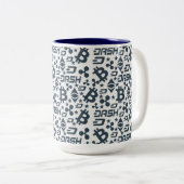 Cryptocurrency blauw en wit patroon mok (Voorkant rechts)