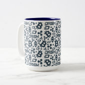 Cryptocurrency blauw en wit patroon mok (Voorkant links)