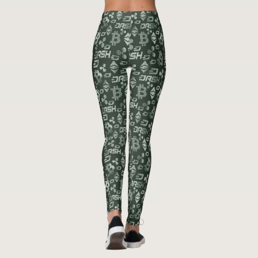 Cryptocurrency groen geldpatroon leggings (Achterkant)