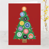 Cryptocurrency-kaartje voor kerstboomkleuren kaart (Gele Bloem)