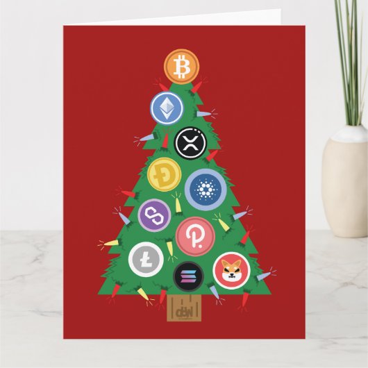 Cryptocurrency-kaartje voor kerstboomkleuren kaart (Voorkant)